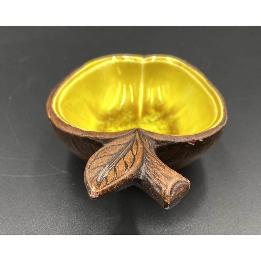 Trinket Dish - Vintage 1962 Treasure Craft Apple with Flame Yellow Glaze - Picture 3 of 6